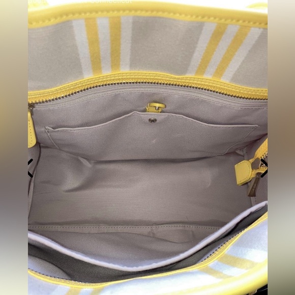 Kate Spade Morning Light Sam Yellow & White Striped Canvas Market Tote EUC - Picture 11 of 13